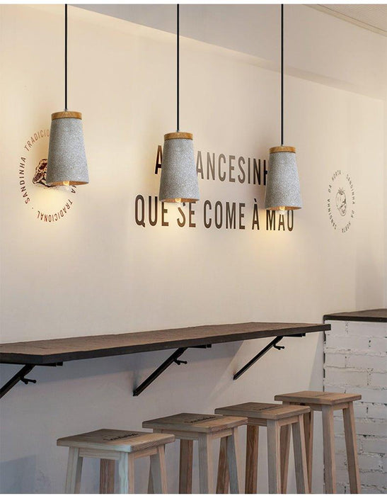 Coburg Wooden Top Concrete Shade Pendant Light - DWHOME