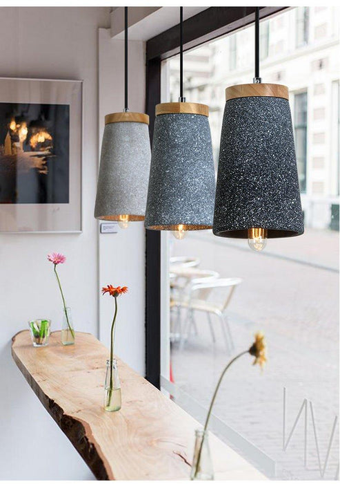 Coburg Wooden Top Concrete Shade Pendant Light - DWHOME