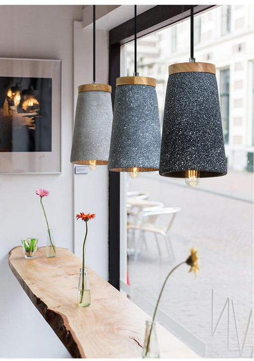 Coburg Wooden Top Concrete Shade Pendant Light-DWHOME