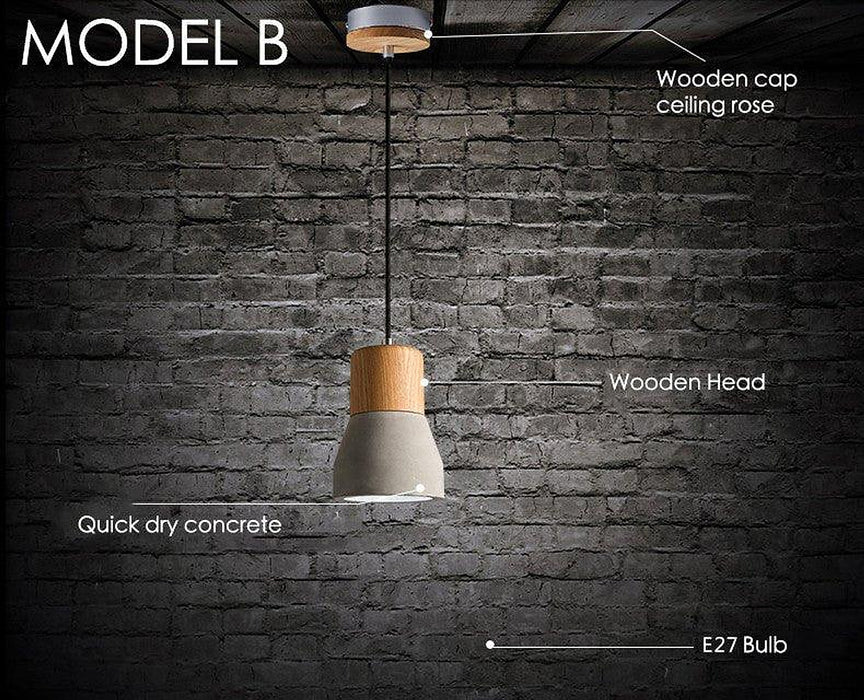 Concrete Wooden Stockholm Minimalist Pendant Light-DWHOME