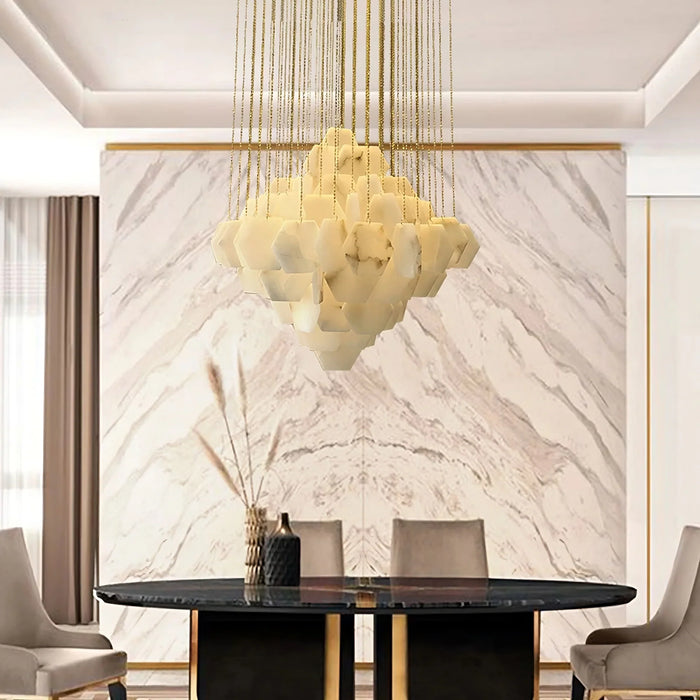 Moonshade Natural Marble Modern Chandelier-DWHOME