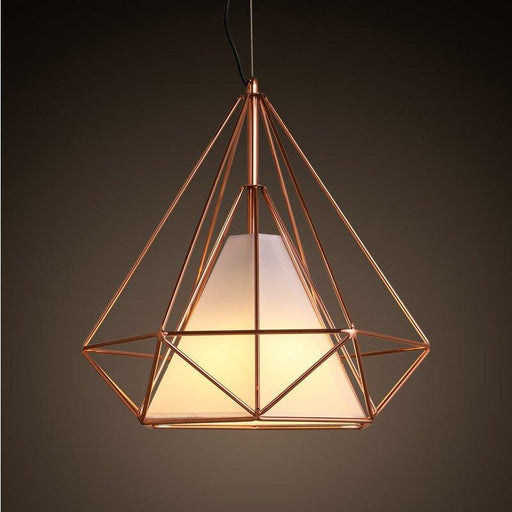 Copper Diamond Wire Cage Pendant Light-DWHOME