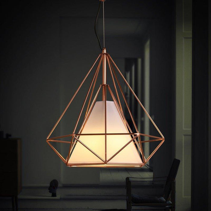 Copper Diamond Wire Cage Pendant Light - DWHOME