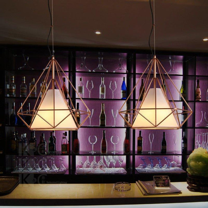 Copper Diamond Wire Cage Pendant Light - DWHOME