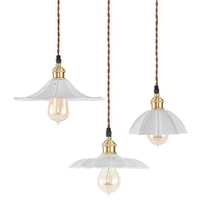 Odette Porcelain Shade Brass Fitting Pendant Light-DWHOME