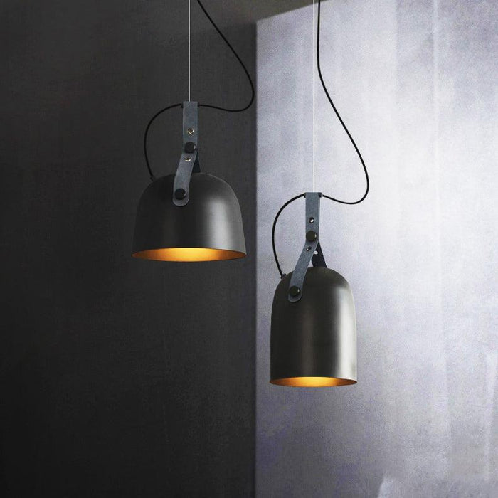 Kemi loft minimalist monochrome pendant light with strap handle - DWHOME