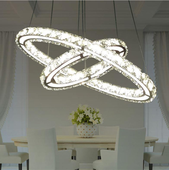 Crystal LED Stainless Steel Chandelier - DWHOME