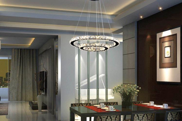 Crystal LED Stainless Steel Chandelier - DWHOME