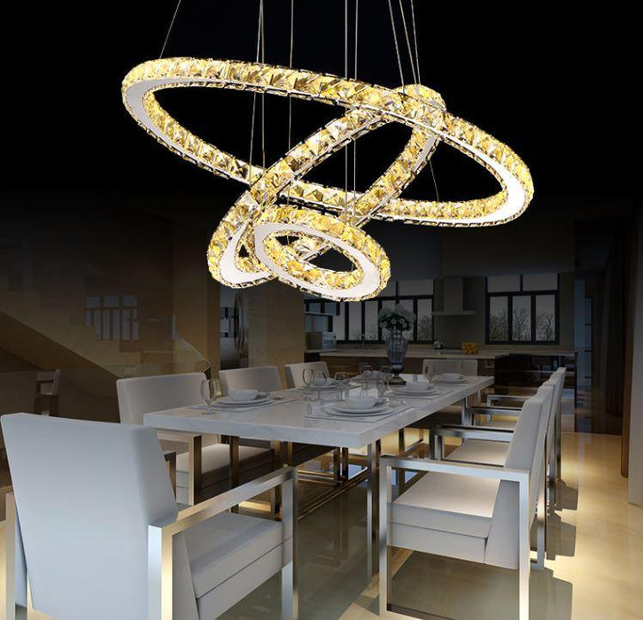Crystal LED Stainless Steel Chandelier - DWHOME