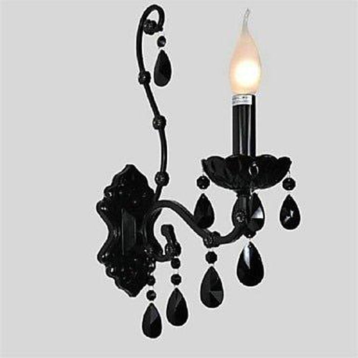 Crystal Style Black Candle Wall Light-DWHOME