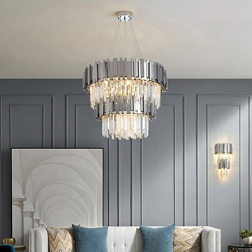 Gio 2-Tier Polished Chrome Crystal Chandelier-DWHOME
