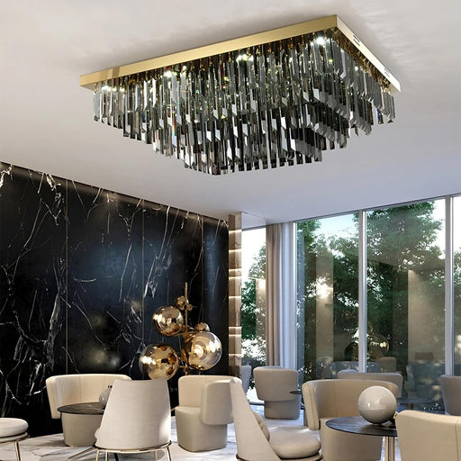 Gio Smoke Grey Crystal Ceiling Chandelier-DWHOME