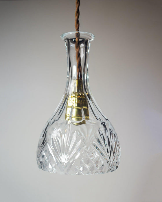 Cut Glass Bottle Shade Brass Fitting Art Deco Pendant Light - DWHOME