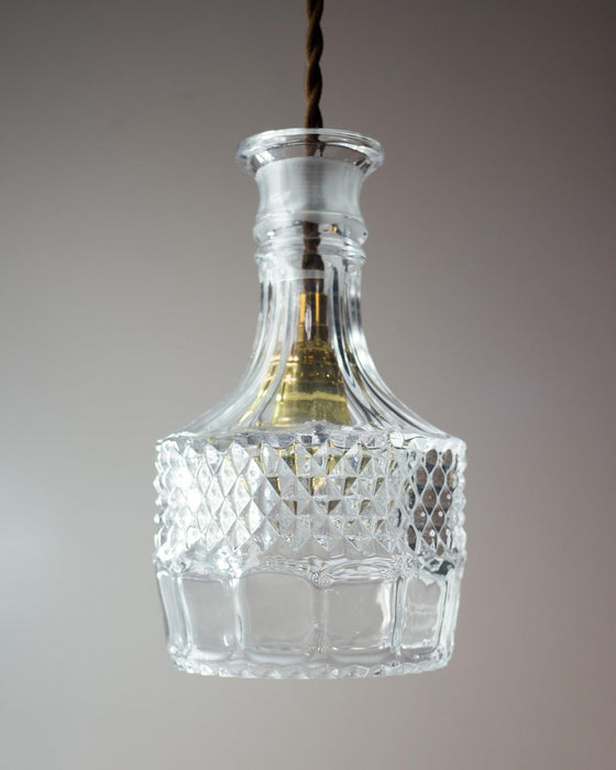 Cut Glass Bottle Shade Brass Fitting Art Deco Pendant Light - DWHOME