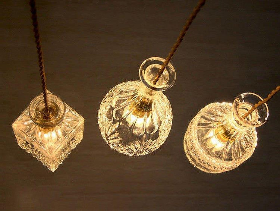 Cut Glass Bottle Shade Brass Fitting Art Deco Pendant Light-DWHOME