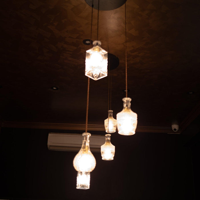 Cut Glass Bottle Shade Brass Fitting Art Deco Pendant Light - DWHOME