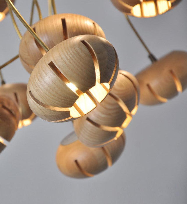 Wooden Petal Round Cluster Pendant Light - DWHOME