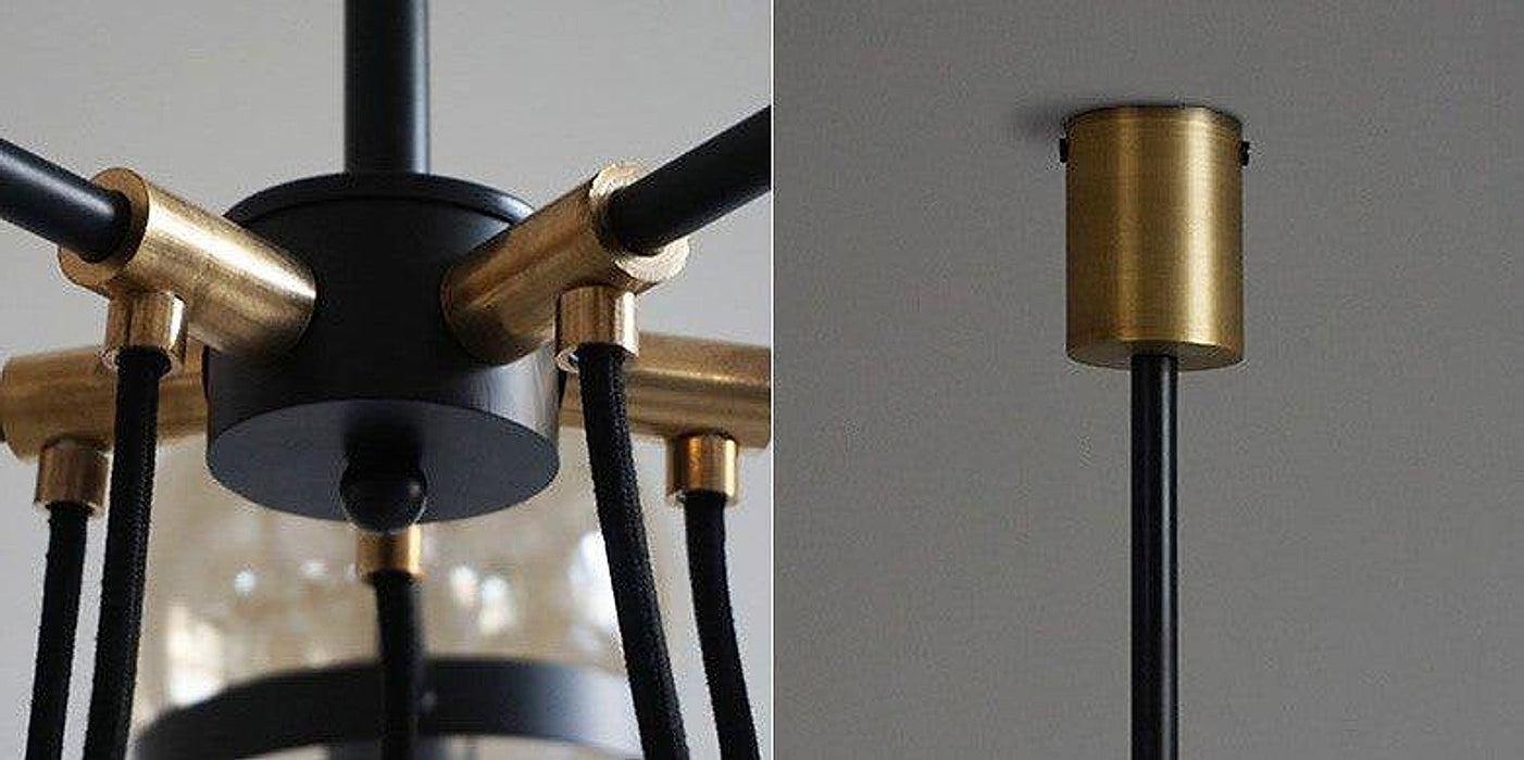 Dexter Glass Orb Brass 5 Bulb Art Deco Mid Century Pendant Light-DWHOME