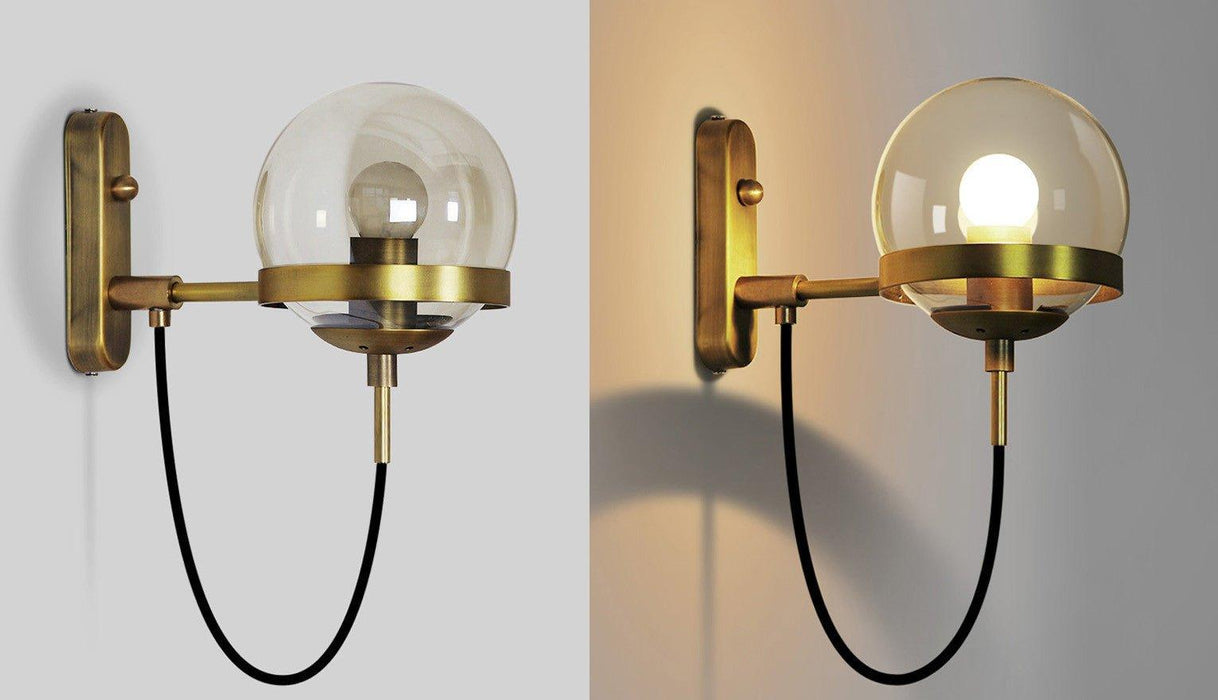 Dexter Glass Orb Brass Wall Light - DWHOME