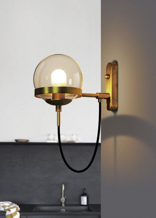 Dexter Glass Orb Brass Wall Light - DWHOME