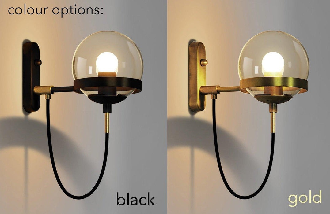 Dexter Glass Orb Brass Wall Light - DWHOME