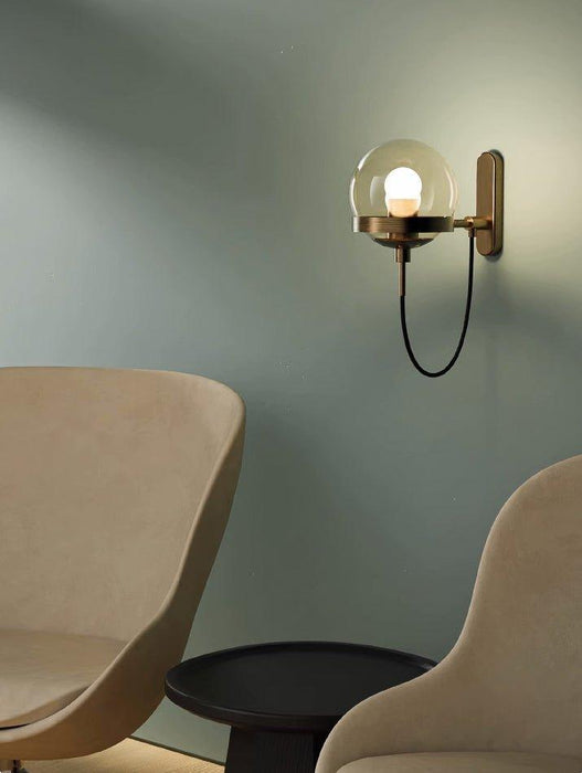 Dexter Glass Orb Brass Wall Light - DWHOME