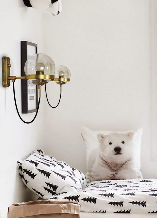 Dexter Glass Orb Brass Wall Light - DWHOME