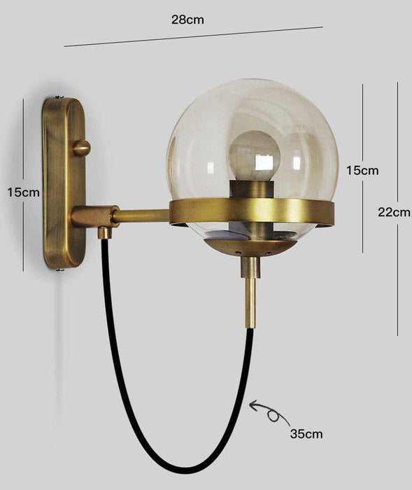 Dexter Glass Orb Brass Wall Light - DWHOME
