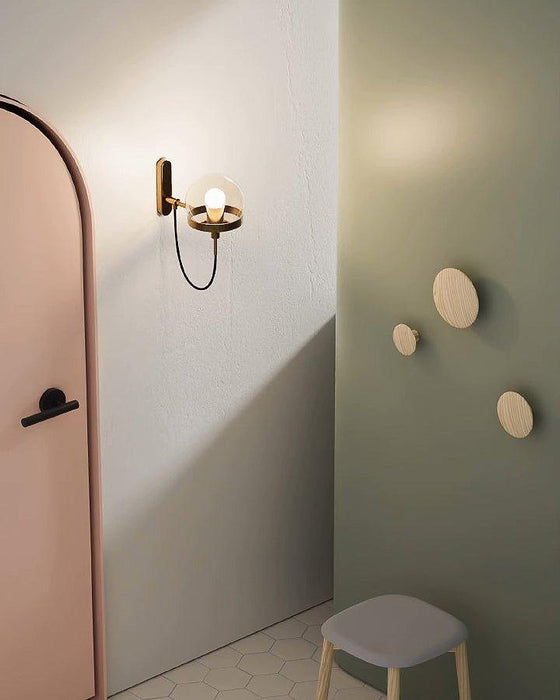 Dexter Glass Orb Brass Wall Light-DWHOME