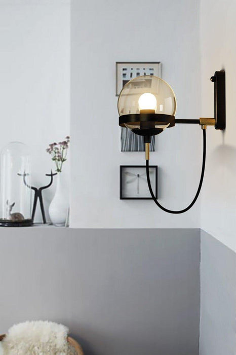 Dexter Glass Orb Brass Wall Light - DWHOME
