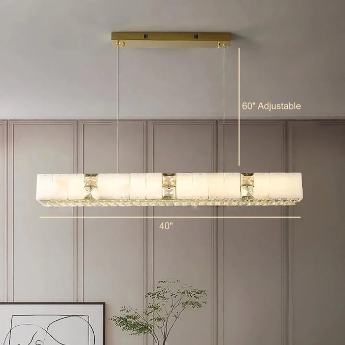 Natural Marble & Crystal Modern Ceiling Light Fixture - DWHOME