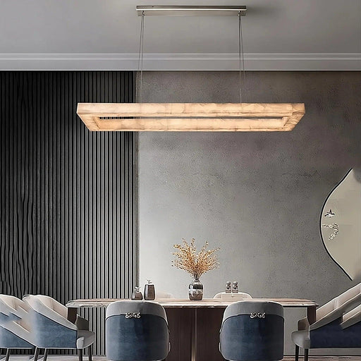 Moonshade Natural Marble Rectangular Chandelier-DWHOME