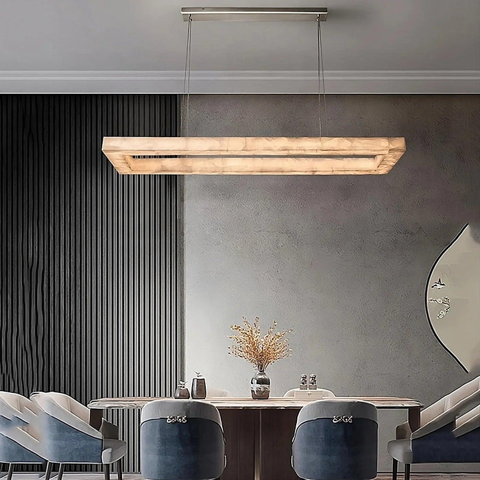 Moonshade Natural Marble Rectangular Chandelier-DWHOME