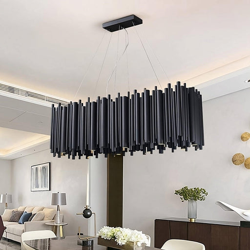 Vigo Rectangle Chandelier, Black-DWHOME