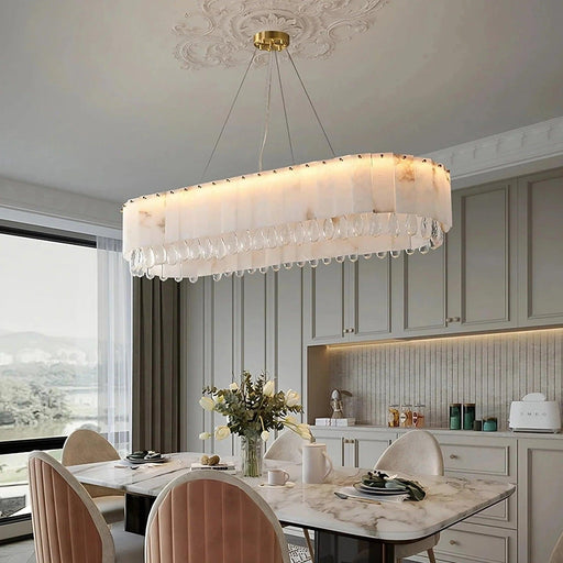 Natural Marble & Crystal Dining Room Chandelier-DWHOME