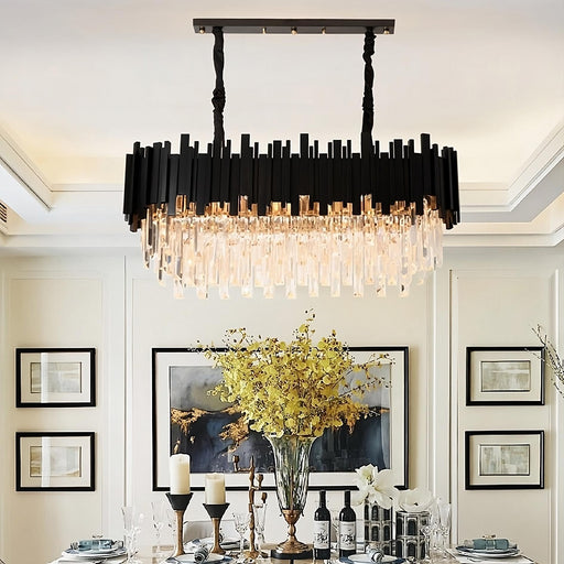 Gio Crystal Dining Room Chandelier, Black-DWHOME