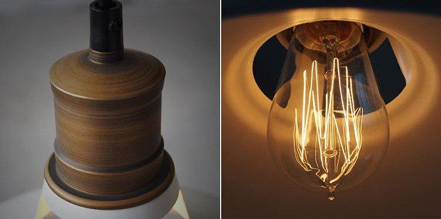 Duotone Vintage Industrial Pendant Light With Brass Fitting. Warehouse Loft Inspired.-DWHOME