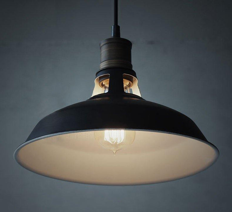 Duotone Vintage Industrial Pendant Light With Brass Fitting. Warehouse Loft Inspired.-DWHOME