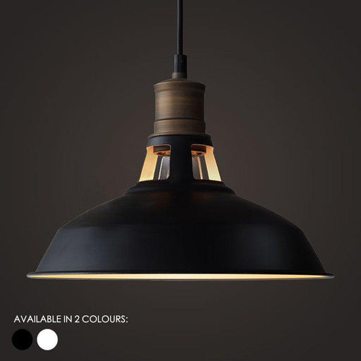 Duotone Vintage Industrial Pendant Light With Brass Fitting. Warehouse Loft Inspired.-DWHOME