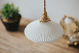 Eden Fluted White Shade With Brass Fitting midcentury Pendant Light - DWHOME