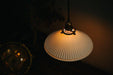 Eden Fluted White Shade With Brass Fitting midcentury Pendant Light - DWHOME