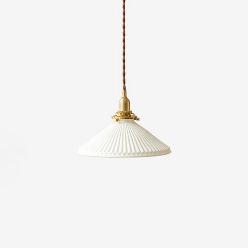 Eden Fluted White Shade With Brass Fitting midcentury Pendant Light-DWHOME