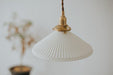 Eden Fluted White Shade With Brass Fitting midcentury Pendant Light - DWHOME