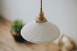 Eden Fluted White Shade With Brass Fitting midcentury Pendant Light - DWHOME