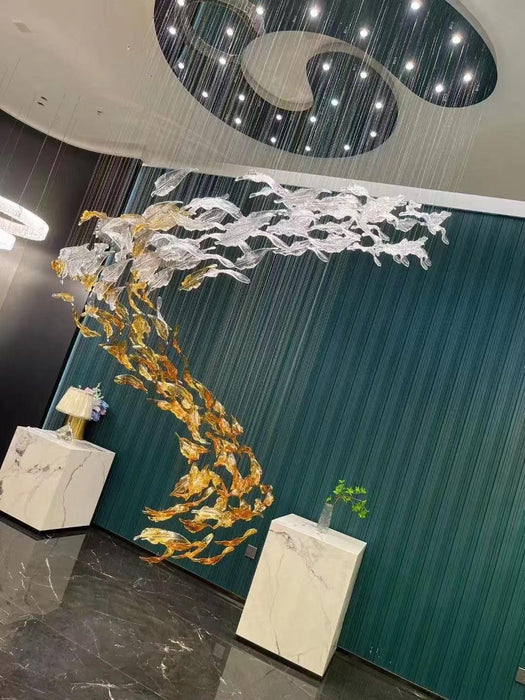 Glass Feathers Flying Chandelier-DWHOME