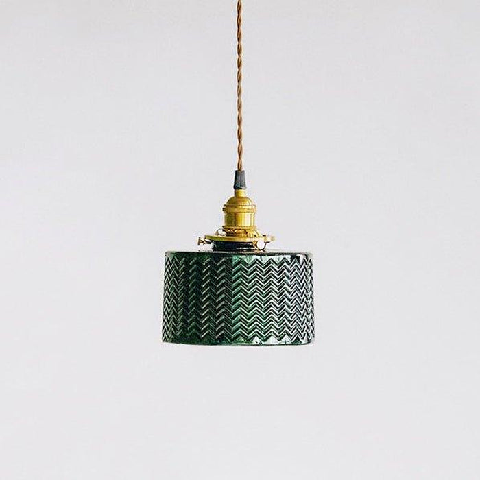 Emerald Fluted Dome Glass With Brass Fitting Art Deco Pendant Light-DWHOME