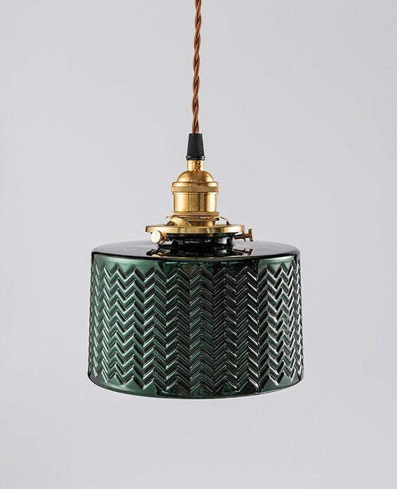 Emerald Fluted Dome Glass With Brass Fitting Art Deco Pendant Light - DWHOME