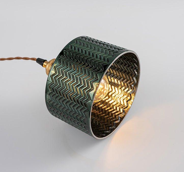 Emerald Fluted Dome Glass With Brass Fitting Art Deco Pendant Light - DWHOME