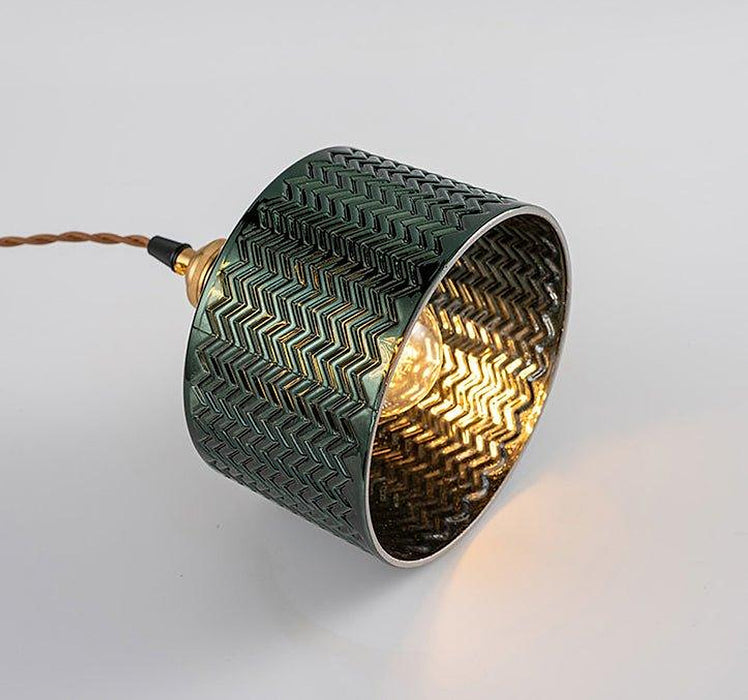 Emerald Fluted Dome Glass With Brass Fitting Art Deco Pendant Light-DWHOME