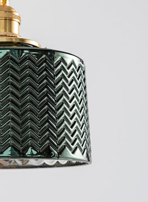 Emerald Fluted Dome Glass With Brass Fitting Art Deco Pendant Light - DWHOME
